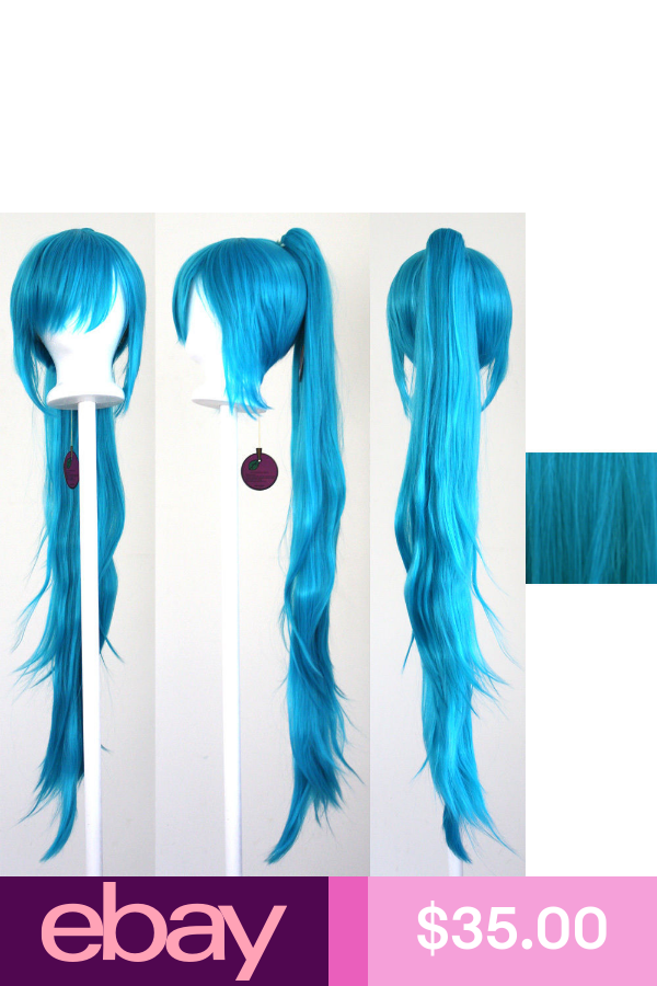 Прическа пони тейл женская 40'' Wavy Pony Tail + Base Peacock Blue Cosplay Wig NEW Costume hair accessories