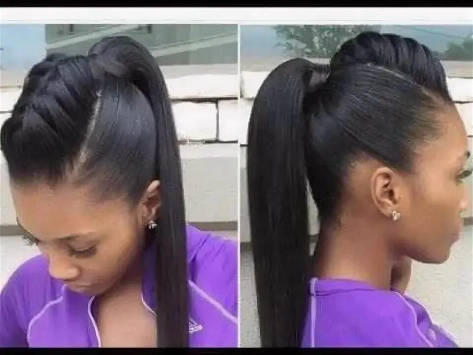 Прическа пони тейл женская Really love this black hairstyle #undoblackhairstyles Black ponytail hairstyles,