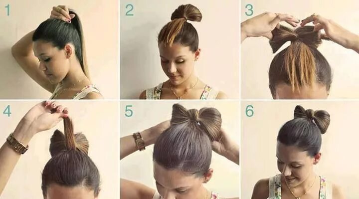 Прическа приложить к фото Just a few simple steps to a cute bow bun! Bow hairstyle, Hair tutorials easy, D