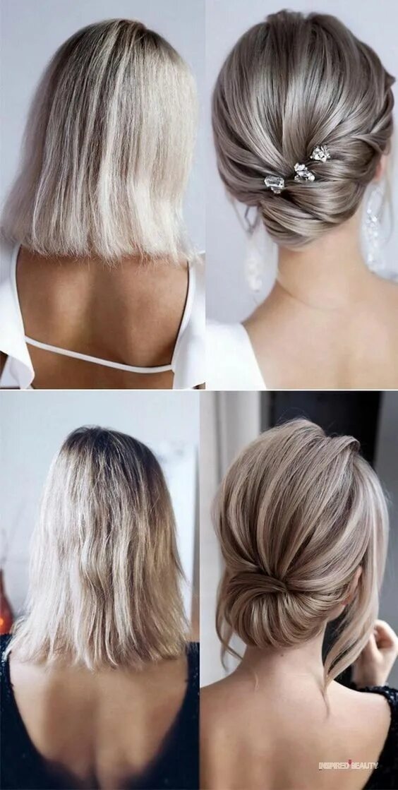 Прическа пучек низкий на короткие волосы 20 Easy Wedding hairstyles for short hair - Inspired Beauty Short hair updo, Sho