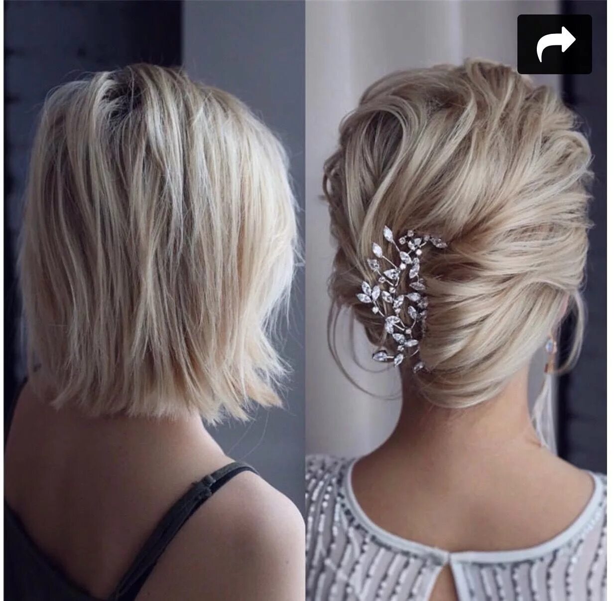 Прическа пучок на короткие волосы Wedding Hair & Makeup panosundaki Pin Orta saç, Kalın saç, Kadın kısa saç