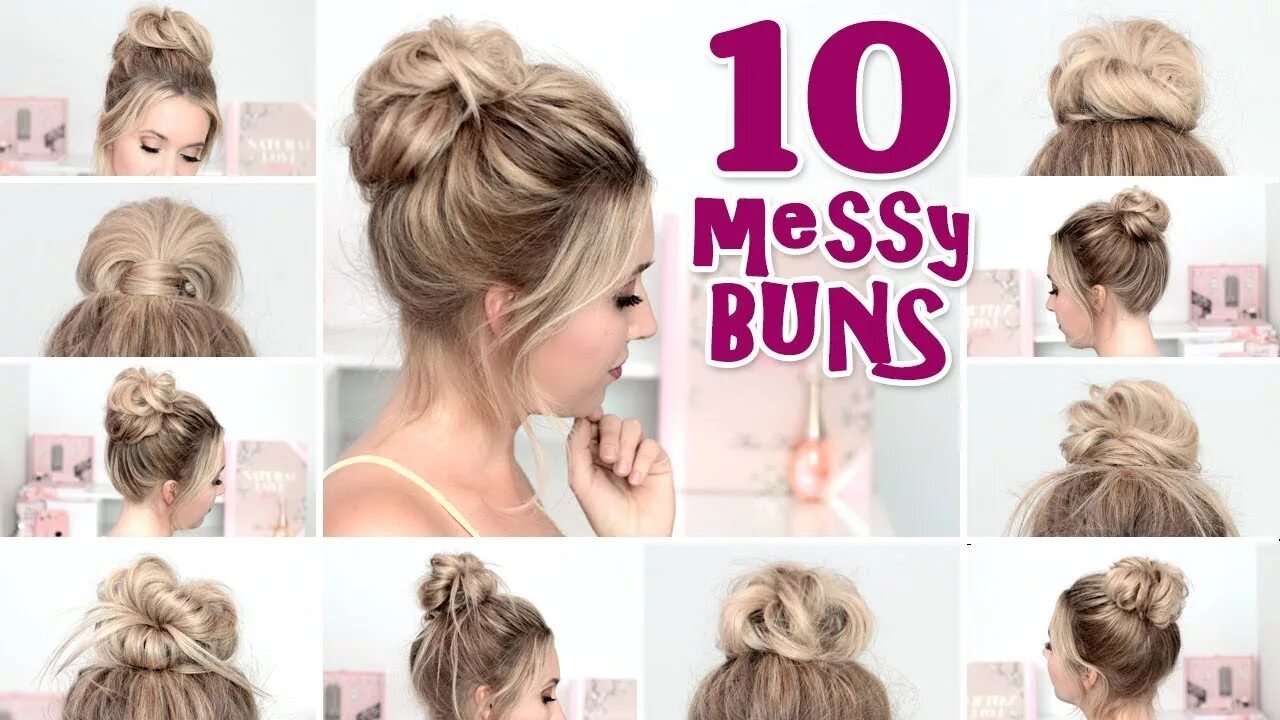 Прическа пучок на средние как сделать 10 MESSY BUN hairstyles for back to school, party, everyday ❤ Quick and easy hai