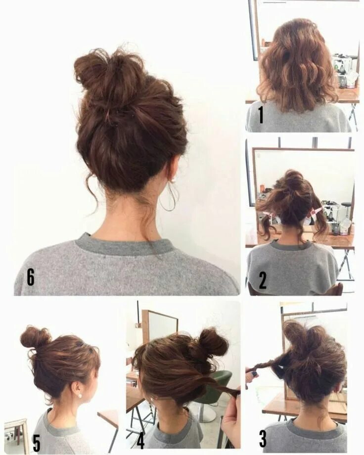 Прическа пучок на средние как сделать Прическа Hairstyle ヘ ア ス タ イ リ ン グ, ボ ブ パ-マ, ミ デ ィ ア ム ま と め 髪