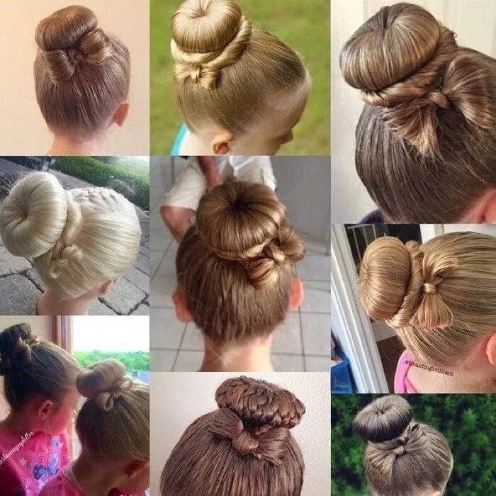 Прическа пучок на средние волосы девочке 18) Одноклассники Hair styles, Flower girl hairstyles, Cute hairstyles updos