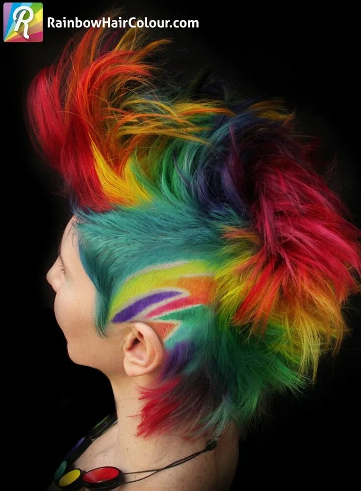 Прическа радуга для девочки HOW-TO: Double Rainbow Mohawk Cut and Color Rainbow hair color, Punk hair, Short