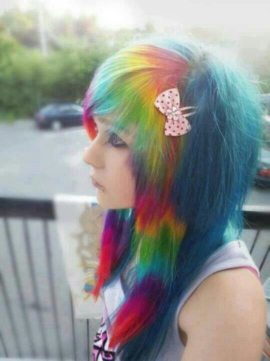 Прическа радуга для девочки Rainbow hair 3 Beauty Emo hair, Hair, Hair styles