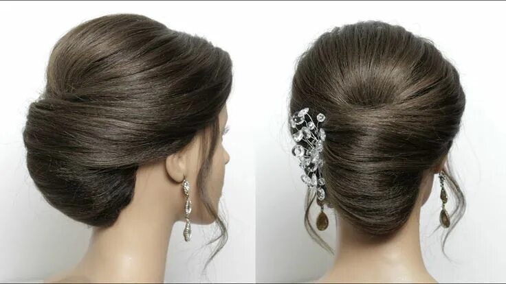 Прическа ракушка на длинные волосы фото Hairstyle: French Roll. Quick Updo For Medium Long Length Hair - YouTube French 