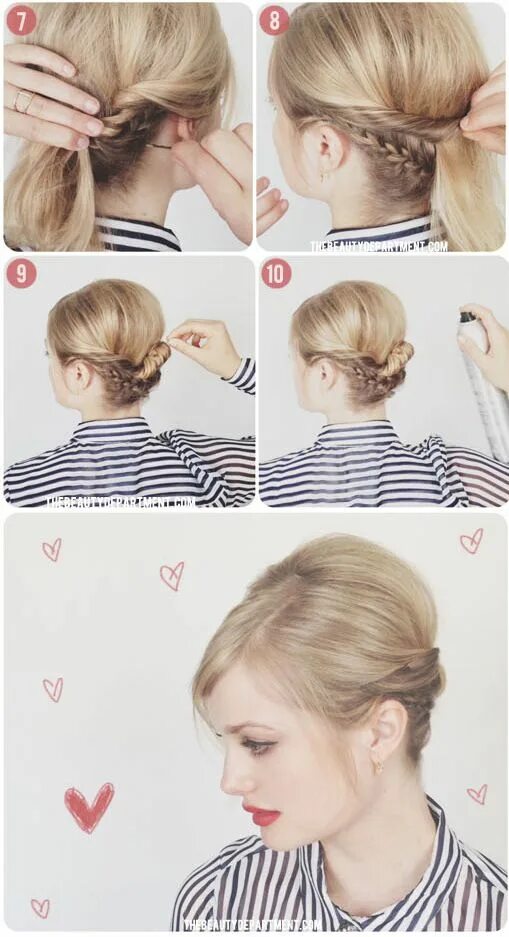 Прическа ракушка на короткие волосы пошагово DIY French braid updo Braided updo, French braid, French braid updo