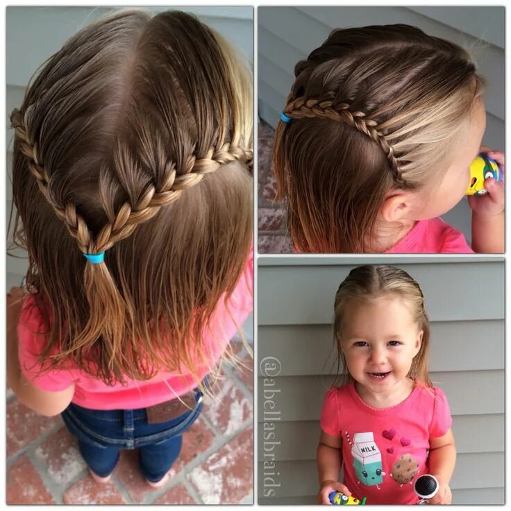 Прическа ребенку на короткие волосы Lace braid http://www.abellasbraids.com/2014/05/help-for-your-toddlers-hair.html