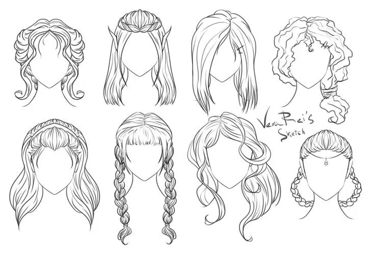 Прическа рисунок Hair sketch by Vera-Rei Hair sketch, Girl hair drawing, Drawing hair tutorial