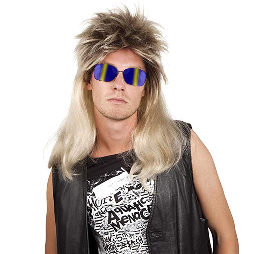 Прическа рокера мужская Rocker Deutscher Karne Party Wig Gold Brown Wig Type Mullet Proll Prolet Assi Wi