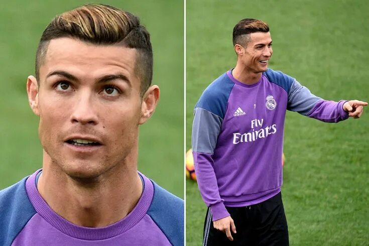 Прическа роналду 2017 год Cristiano Ronaldo shows off new gold hair dye at Real Madrid training Cristiano 