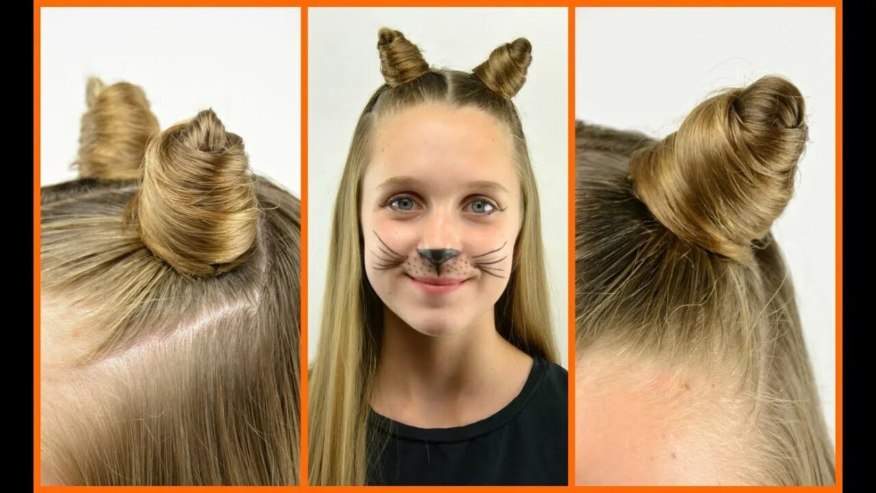 Прическа рожки для девочки как сделать DIY Cat Ears (with your own hair) Halloween BabesInHairland.com - YouTube