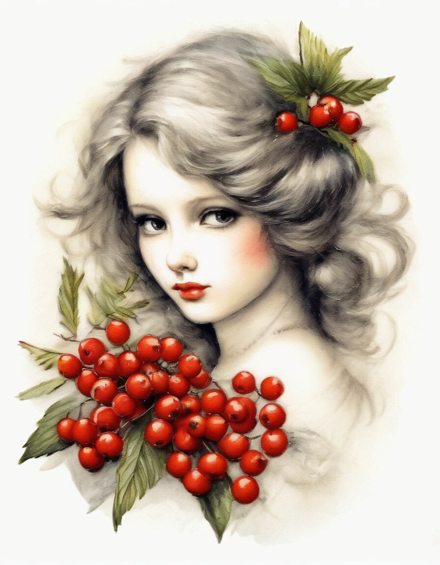 Прическа рябинка для девочки "Rowan berries, girl, charm. Mona ." - image created in Shedevrum