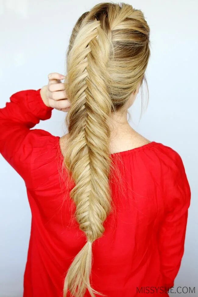 Прическа рыбий хвост How to Dutch Fishtail Braid MISSY SUE Fish tail braid, French braid hairstyles, 