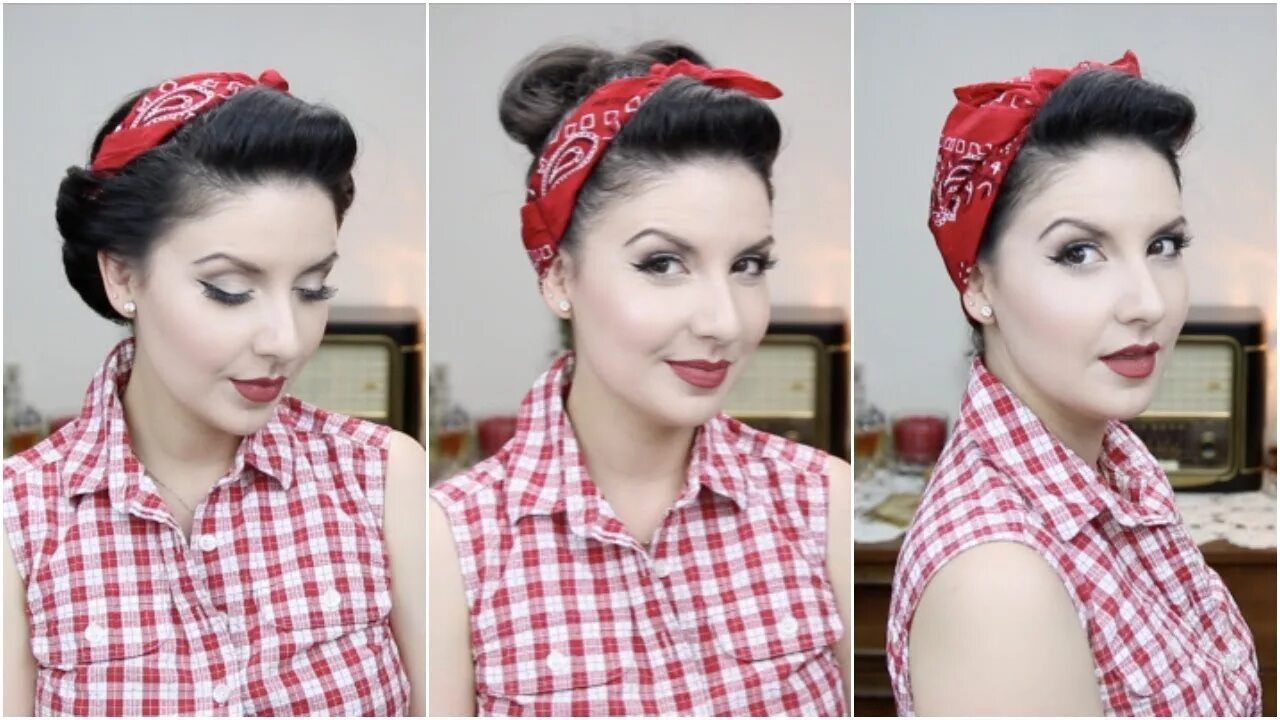 Прическа с банданой женская Easy PinUp Hairstyles with Bandana for Long to Medium Hair Length Nena Moreno - 