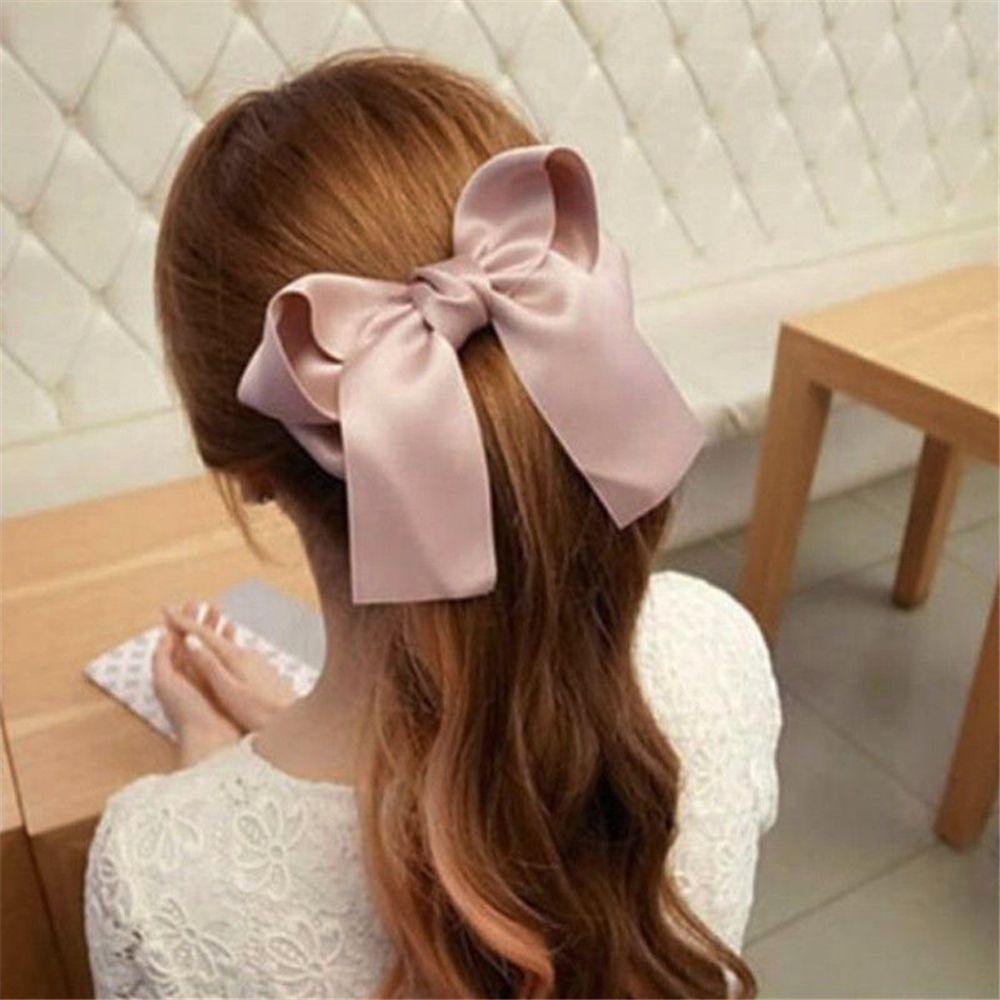 Прическа с бантиками 2024 Women's Fashion Accessories Ribbon Bowknot Satin Hair Band Headwear Big Bow Hair