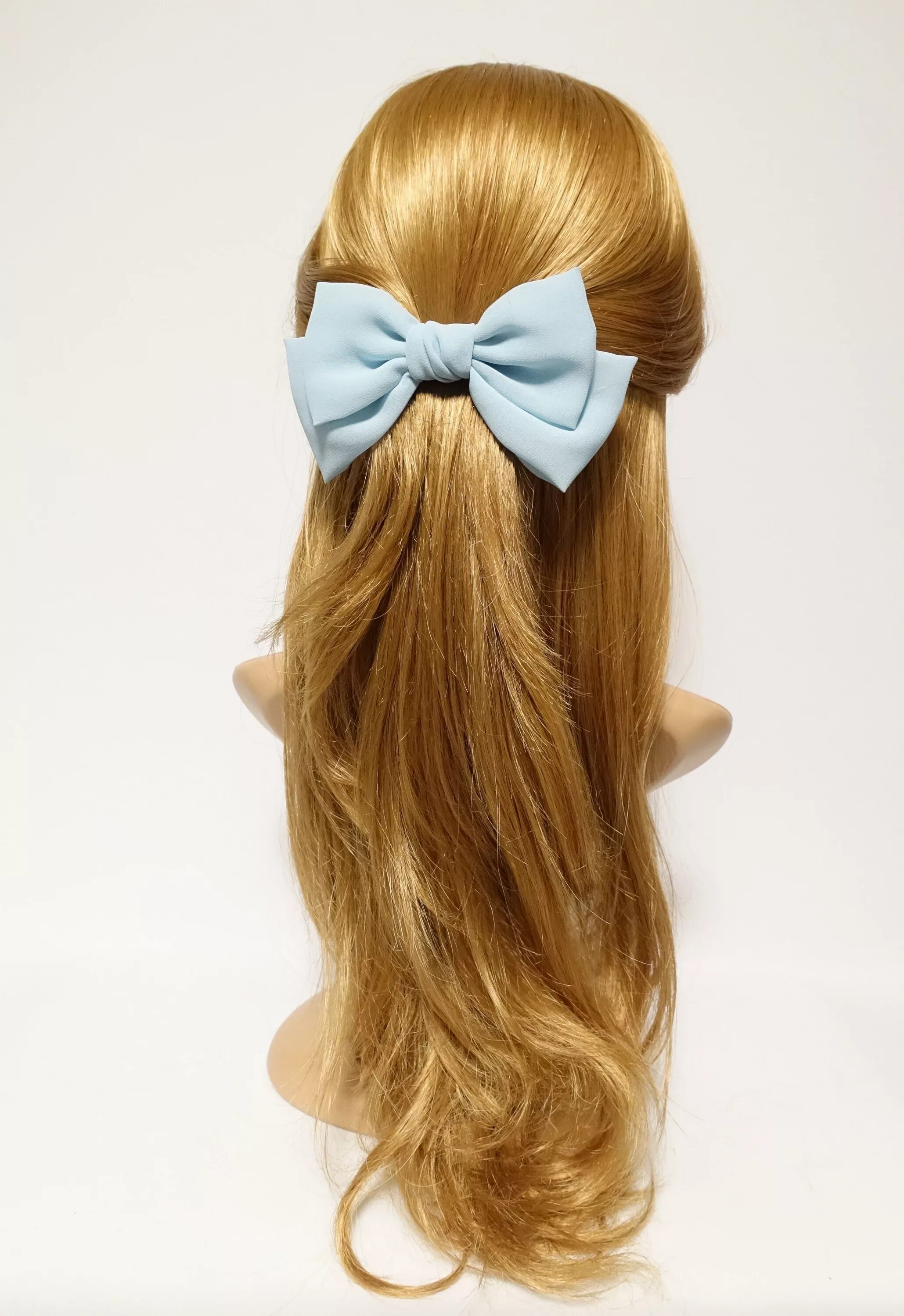 Прическа с бантом заколкой на длинные волосы chiffon Bow french hair barrette Solid Color Layer hair bow Women Hair Diy hair 