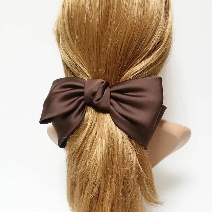 Прическа с бантом женская Big satin hair bow french hair barrette for Women Hair bows, Flower hair accesso