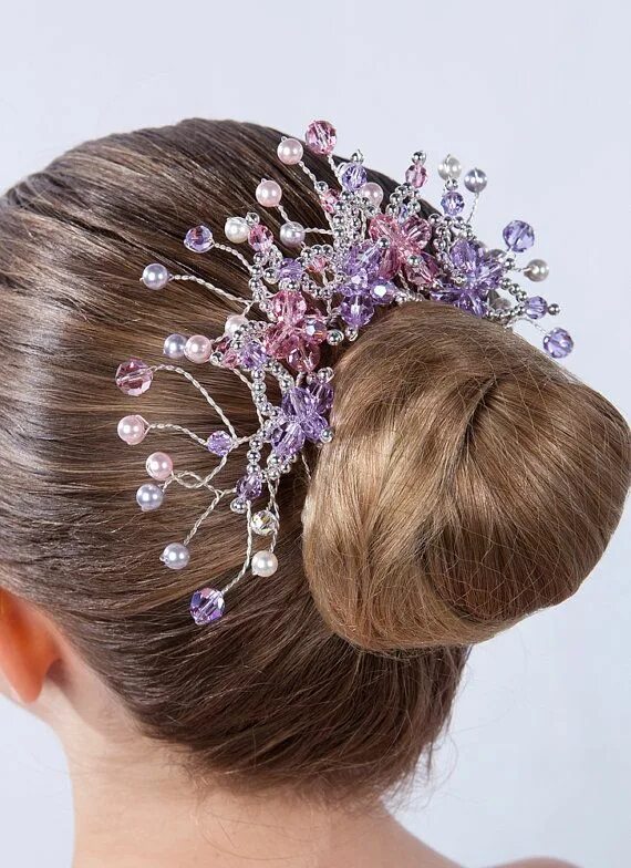 Прическа с бусинами для девочки Bun Wrap Tiara for Ballet Classical Dance or by DazzlenDanceTiaras, $65.00 Bun w