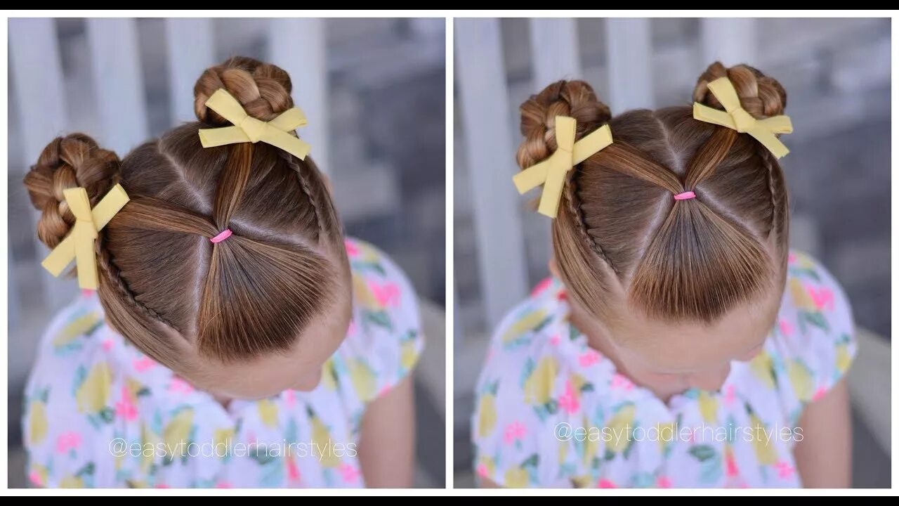 Прическа с двумя резинками для девочки Cute Hair Tutorial: Side Lace Braids Into Braided Buns - YouTube