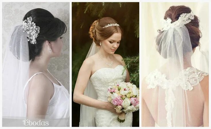 Прическа с фатой на средние Свадебные прически на длинные волосы с фатой Wedding hairstyles with veil, Short