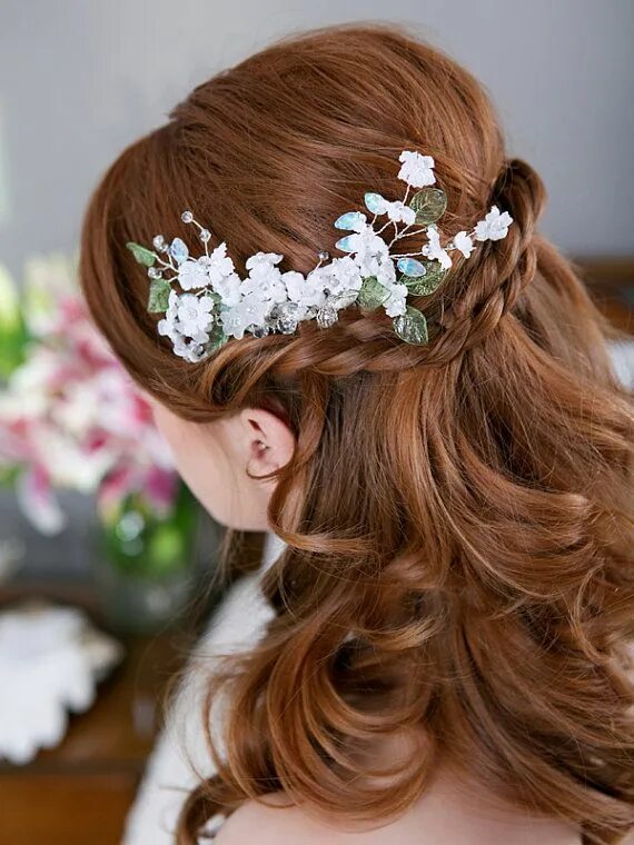 Прическа с гребешком на средние Custom Listing for Marissa Etsy Wedding hairstyles, White flower headpiece, Cute