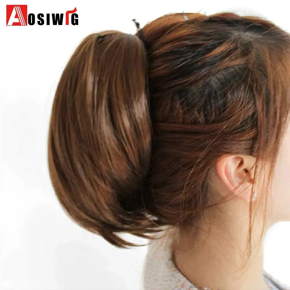 Прическа с каре хвост AOSI WIG Short Straight Wavy Synthetic Ponytails Hair Extensions Claw Ponytail 6