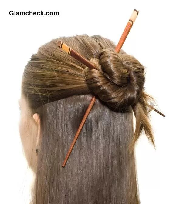 Прическа с китайскими палочками на длинные волосы 3 Stylish Coiffures with Asian Hair Sticks Asian hair, Chopstick hair, Hair stic