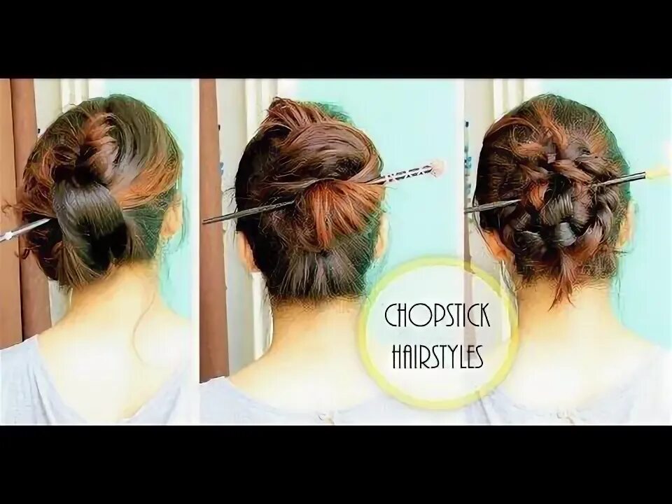 Прическа с китайской шпилькой на короткие волосы 2 MESSY BUNS for oily hair//Easy Hairstyles for long hair for college/work// DEE