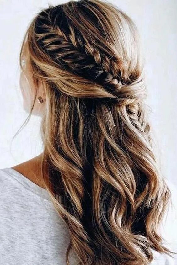 Прическа с косичками и распущенными волосами Beautiful Half-up Half-down Hairstyle Long Hair Styles