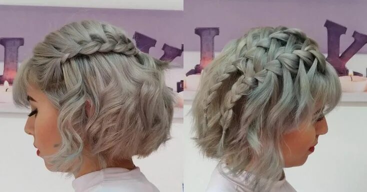 Прическа с косичками на короткие волосы Peinados con trenzas para cabello corto Beauty, Hair styles, Hair