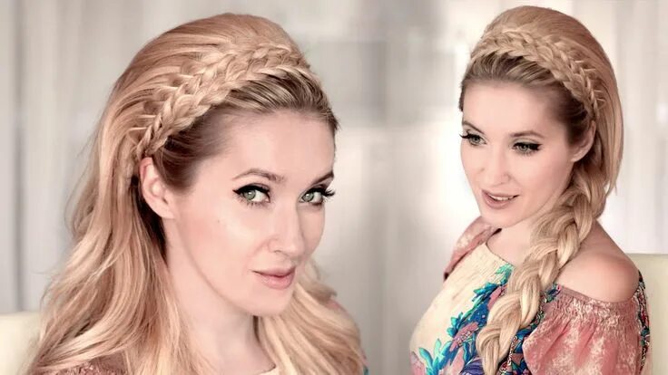 Прическа с косой Braided headband hairstyle tutorial for medium/long hair ❤ 60s big tease... Head