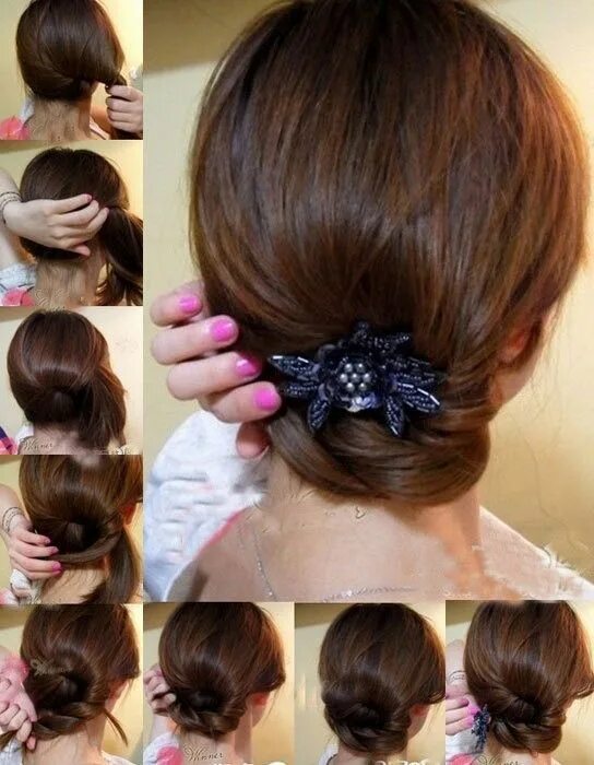 Прическа с крабом на длинные волосы пошагово DIY, make yourself more beauriful. Diy hairstyles, Easy hairstyles, Hair styles