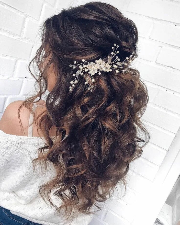 Прическа с кудрями на длинные Crystal Wedding Hair Comb Pearl Bridal Hair Comb Bridal Hair Accessories Pearl H