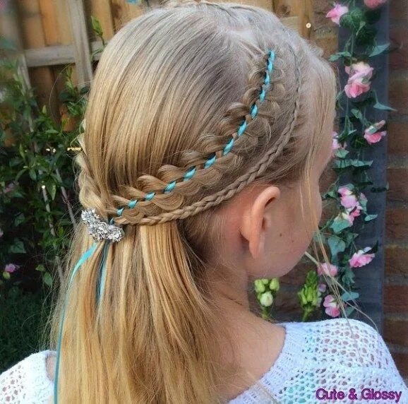 Прическа с лентами для девочки 40 Cool Hairstyles for Little Girls on Any Occasion Ribbon hairstyle, Hair style