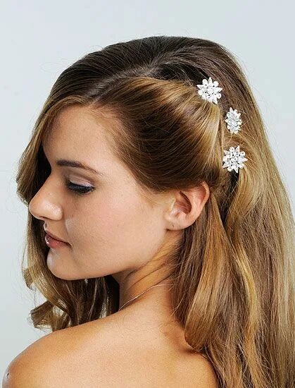 Прическа с маленькими крабиками 2024 Anjou Bridal Bobby Pin Cute girls hairstyles, Hair styler, Side swept hairstyles