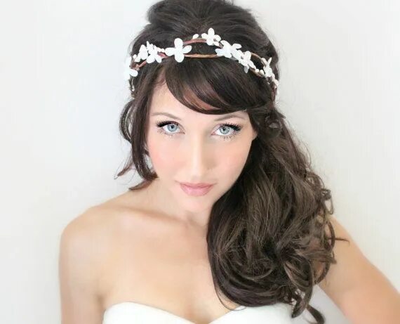 Прическа с ободком на длинные волосы DeLoop Flower Crown Wedding Tiara bridal headpiece by Theresa Joy bride, hair fl