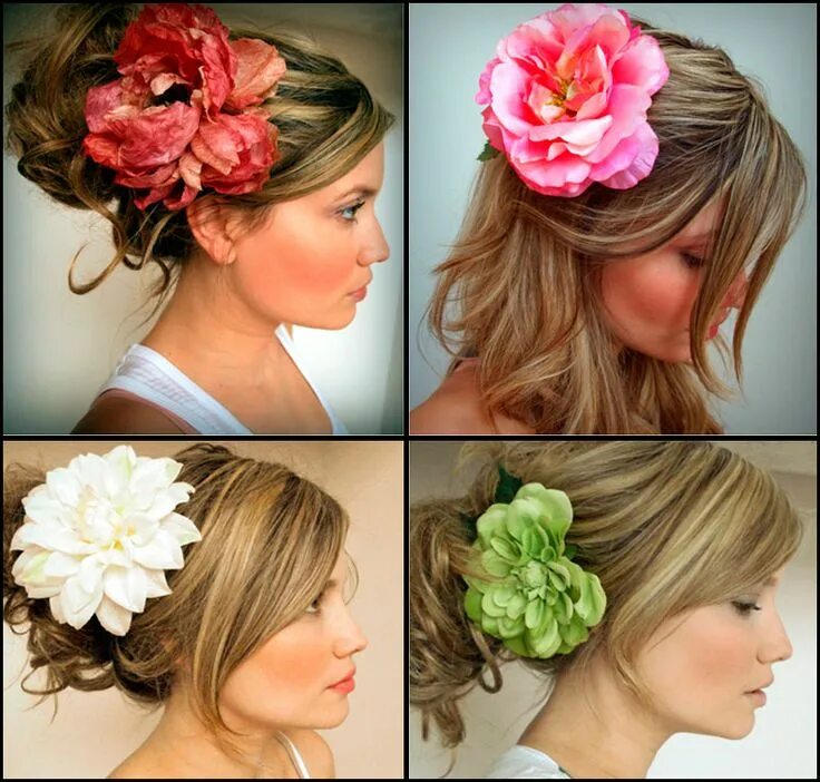 Прическа с цветами Цветы из ткани фото для образцов Flowers in hair, Bridesmaid hair, Wedding hairs