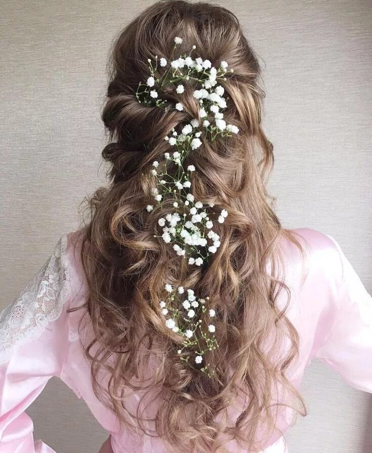 Прическа с цветами на длинные Pin on Wedding hairstyles