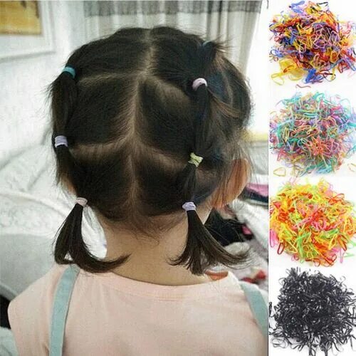 Прическа с цветными резинками для девочек 1000 Pcs Baby Girl Kid Tiny Small Rubber Elastics Bands Hair Ties Bright Colors 