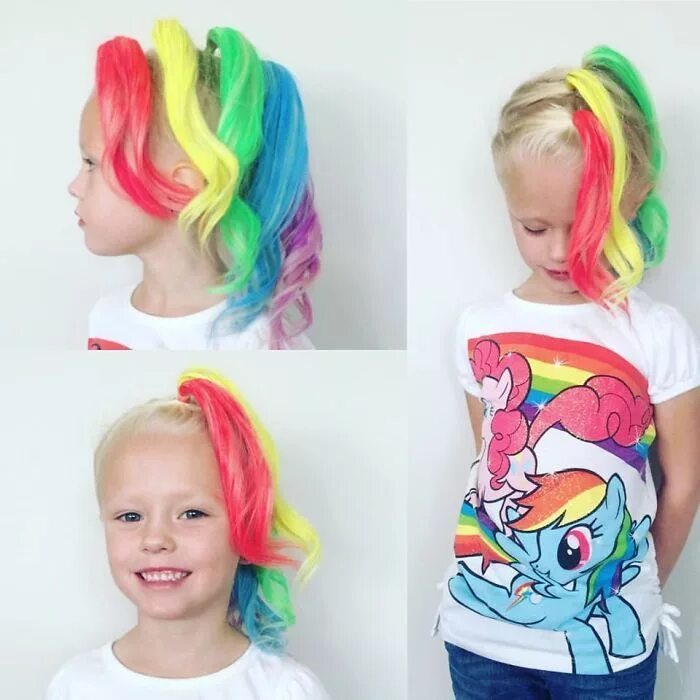 Прическа с цветными волосами для девочки My Little Pony - Rainbow Dash Crazy hair, Wacky hair, Wacky hair days