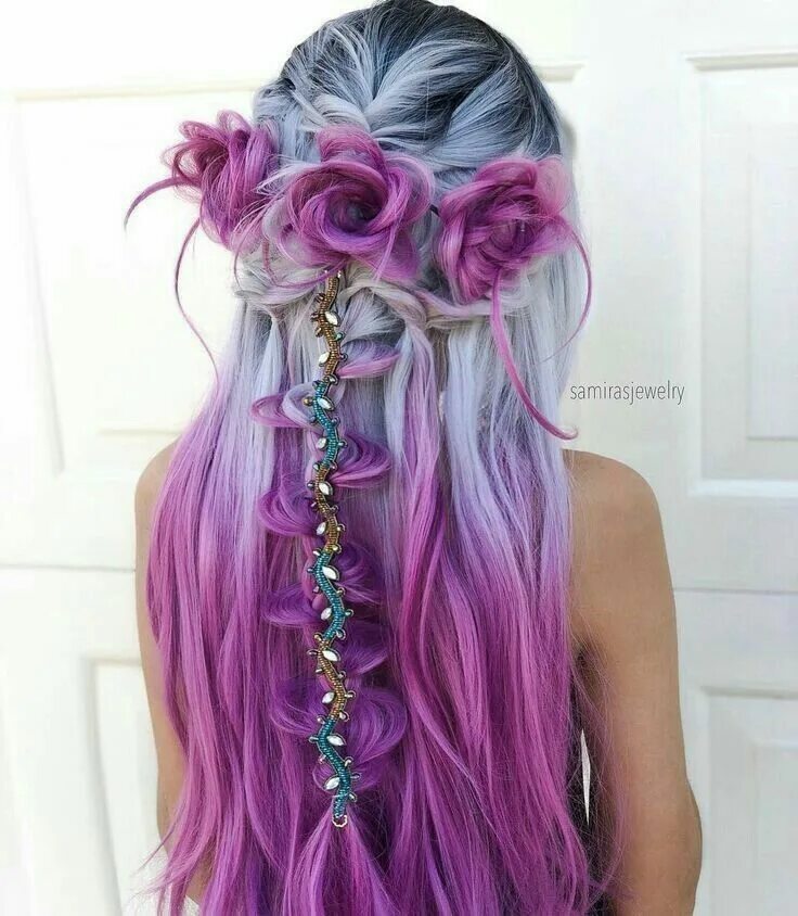 Прическа с цветными волосами для девочки Pin by Petra Wirth on Hair_Color Mermaid hair color, Cool hair color, Hair style