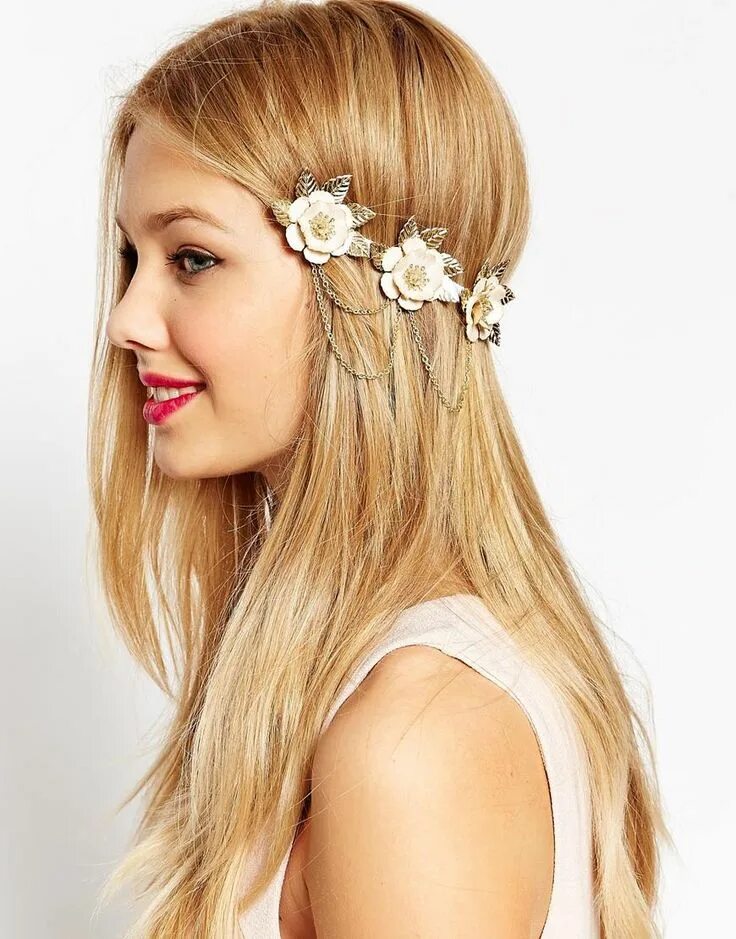 Прическа с заколками фото ASOS Floral & Chain Back Alice Band Headband hairstyles, Hair pieces, Alice band