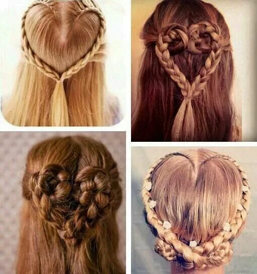 Прическа сердце Hjertehår Hair braid heart, Heart braid, Glamorous hair