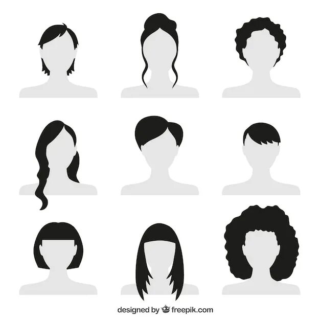 Прическа шаблон Premium Vector Women hairstyles