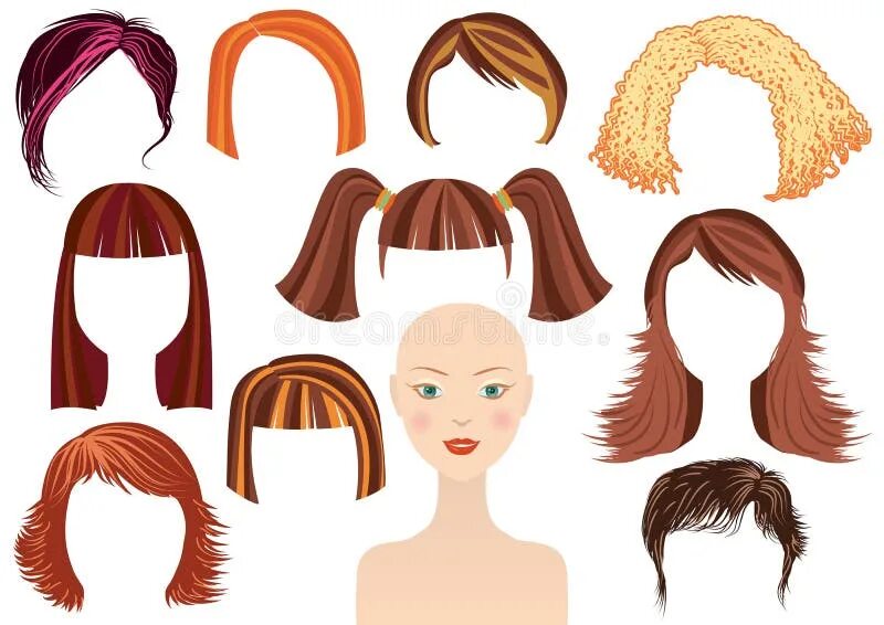 Прическа шаблон Hairstyles for Women Constructor Stock Vector - Illustration of collection, long