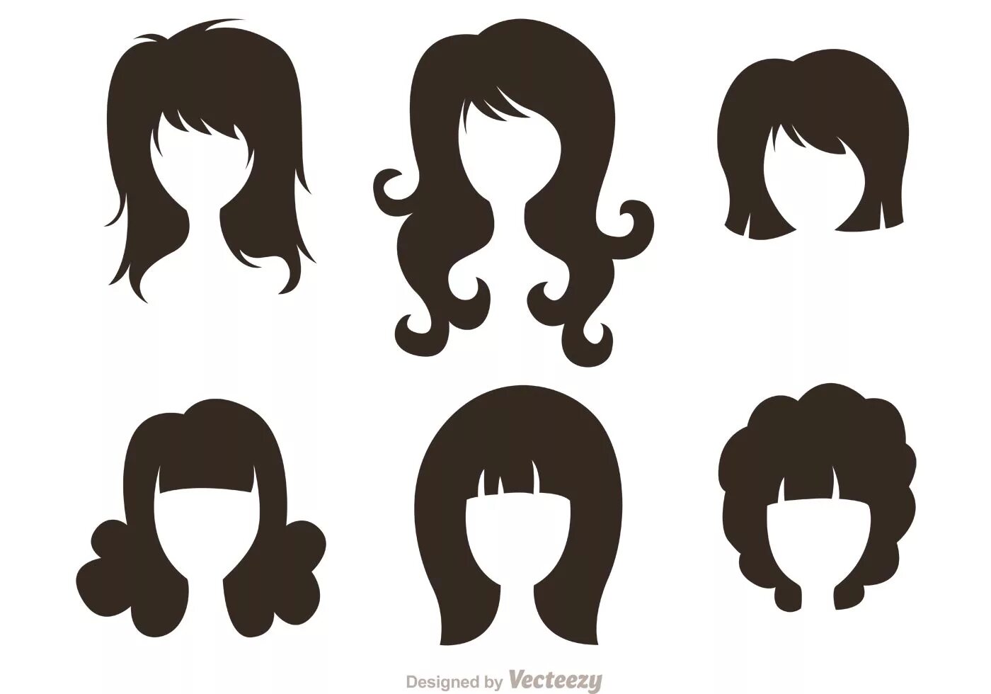 Прическа шаблон Black Silhouette Woman With Hairstyles Vectors 83502 Vector Art at Vecteezy