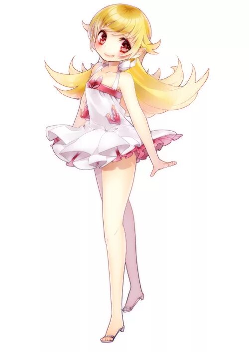 Прическа шинобу как сделать Safebooru - 1girl blonde hair dress long hair monogatari (series) nisemonogatari