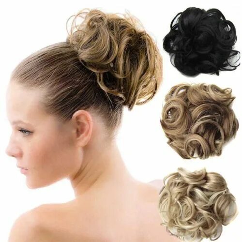 Прическа шиньон фото 100% Real Natural Curly Messy Bun Hair Piece Scrunchie New Hair Extension US HCY